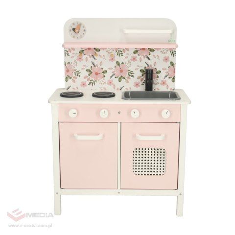 Kuchnia dla dzieci drewniana MDF LULILO FLORA akcesoria różowa 82cm