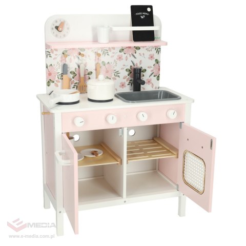 Kuchnia dla dzieci drewniana MDF LULILO FLORA akcesoria różowa 82cm