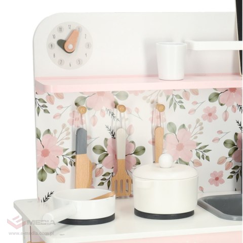 Kuchnia dla dzieci drewniana MDF LULILO FLORA akcesoria różowa 82cm