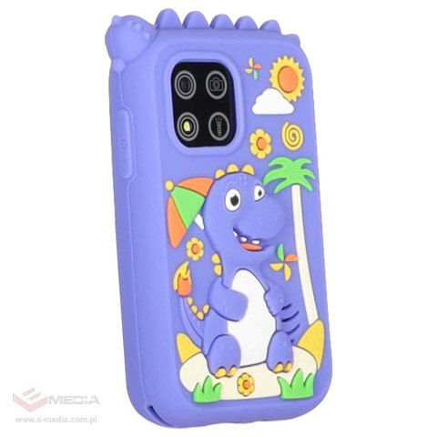 Telefon smartfon dla dzieci aparat kamera karta 8GB niebieski dinozaur