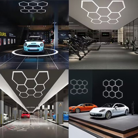 60x Lampa Led Hexagon Panel Oświetlenie Warsztat Garaż Dom 257x244cm 280W 6500K