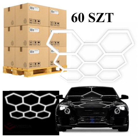 60x Lampa Led Hexagon Panel Oświetlenie Warsztat Garaż Dom 257x244cm 280W 6500K