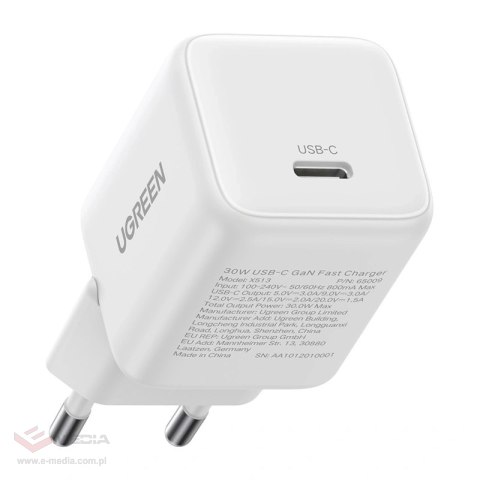 Ładowarka sieciowa Ugreen X513 30W GaN 1X USB-C (biała)