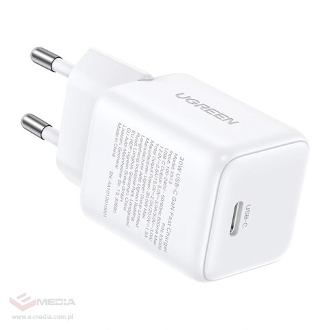 Ładowarka sieciowa Ugreen X513 30W GaN 1X USB-C (biała)