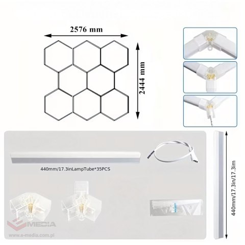 Lampa Led Hexagon Panel Oświetlenie Warsztat Garaż Dom 257x244cm 280W 6500K