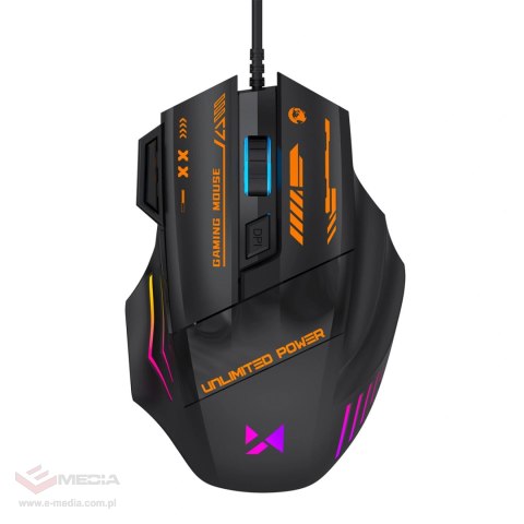 Mysz przewodowa Wozinsky WMGK-1179W gamingowa optyczna 7200 DPI z podświetleniem - czarna