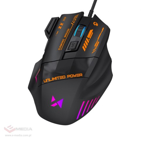 Mysz przewodowa Wozinsky WMGK-1179W gamingowa optyczna 7200 DPI z podświetleniem - czarna