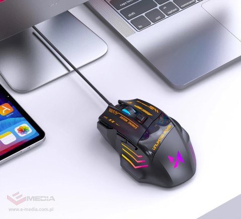 Mysz przewodowa Wozinsky WMGK-1179W gamingowa optyczna 7200 DPI z podświetleniem - czarna