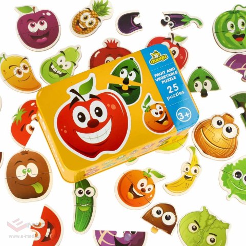 Puzzle dla dzieci układanka w puszce owoce warzywa 50 puzzli 25 obrazków
