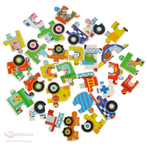 Puzzle dla dzieci układanka w puszce pojazdy 30 puzzli 6 obrazków