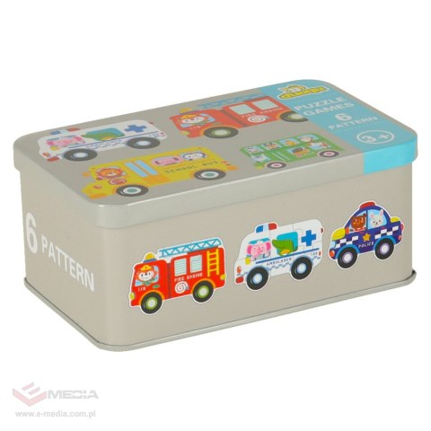 Puzzle dla dzieci układanka w puszce pojazdy 30 puzzli 6 obrazków