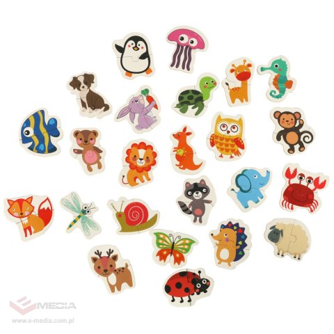 Puzzle dla dzieci układanka w puszce zwierzątka 48 puzzli 24 obrazki