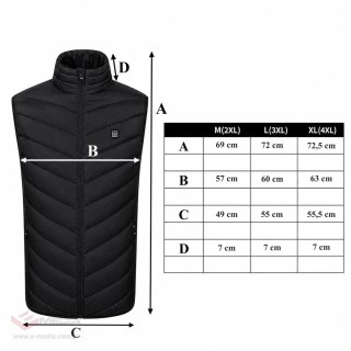 480x Kamizelka Podgrzewana Bezrękawnik Kurtka Zimowa Uniseks USB Powerbank r L
