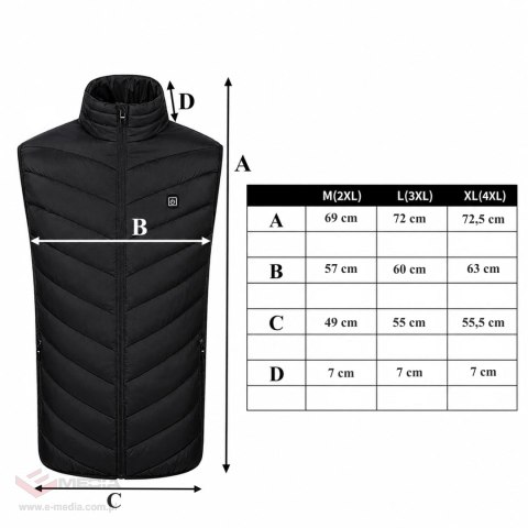 480x Kamizelka Podgrzewana Bezrękawnik Kurtka Zimowa Uniseks USB Powerbank r L