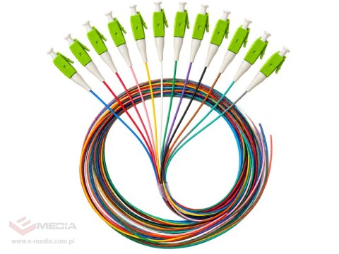 Pigtail SM 1J 9/125 wtyk LC/APC dł. 2 m "EASY STRIP" opak. 12 szt. wielokolorowe ALANTEC