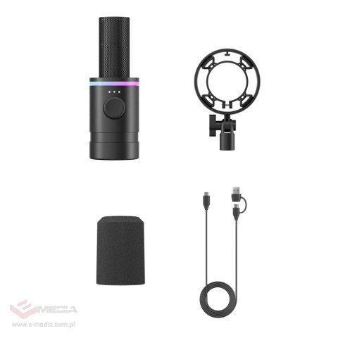 Mikrofon dynamiczny gamingowy BOYA CastMic S60 przewodowy USB XLR - czarny