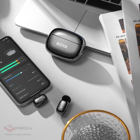 Mikrofony BOYA mini 2-02 bezprzewodowe 2.4GHz USB-C - czarne