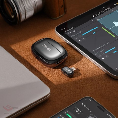 Mikrofony BOYA mini 2-02 bezprzewodowe 2.4GHz USB-C - czarne