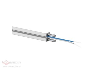 Kabel światłowodowy OS2 FTTH płaski SM 2J 9/125 LSOH Dca biały, wzmocnienie FRP, całkowicie dielektryczny, 1000m ALANTEC