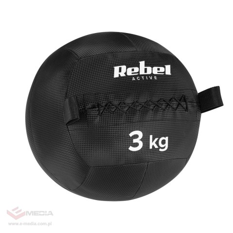 Piłka lekarska do ćwiczeń fitness, rehabilitacyjna, 3kg, REBEL ACTIVE