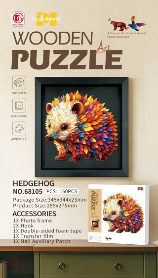 Zestaw Drewnianych Puzzli 160el. Jeż