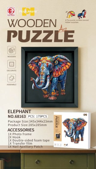 Zestaw Drewnianych Puzzli 179el. Słoń