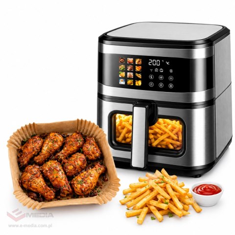 30x Frytkownica Beztłuszczowa Air Fryer 8L + 3000x Wkłady Papierowe do Frytkownicy Beztłuszczowej 16x16cm 36g 100szt.