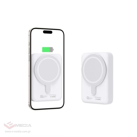 Powerbank Tech-Protect LifeMag PB11 z MagSafe 10000mAh 15W port USB-C - biały + kabel USB-C