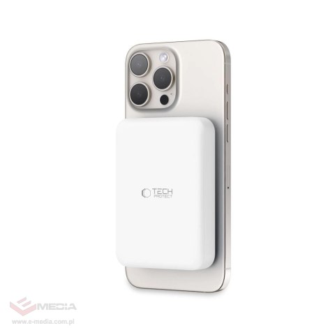 Powerbank Tech-Protect LifeMag PB11 z MagSafe 10000mAh 15W port USB-C - biały + kabel USB-C