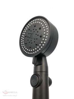 Black shower head, STOP button, 4 modes