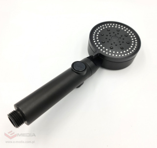 Black shower head, STOP button, 4 modes