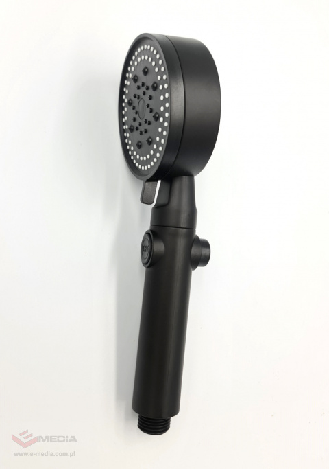 Black shower head, STOP button, 4 modes