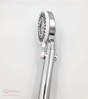 Silver shower head, STOP button, 3 modes