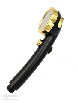 Black and gold high-pressure shower head, 3 modes