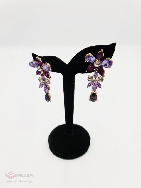 Flower earrings with purple stones