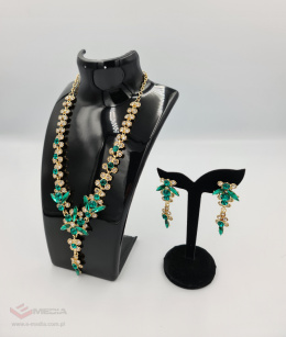 Necklace set with zircons gold/green