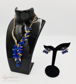 Necklace set with zircons gold/navy blue