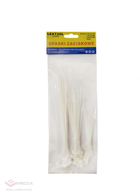 Cable tie set 2.5x100mm 3.6x150mm 3.6x200mm, white