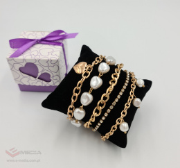 5 pcs bracelets with pearls, cubic zirconias