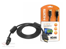 Kabel HDMI - HDMI 3m złoty + filtr HQ