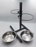 Double bowl, bowls for feeding dogs on a stand