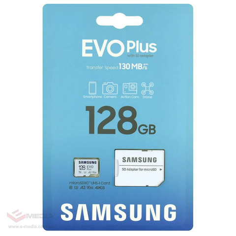 Samsung EVO PLUS microSDXC 128GB UHS-I U3 A2 V30 class 10 + adapter do SD