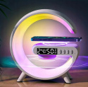 Mini RGB LED lamp with inductive charging, beam and alarm clock