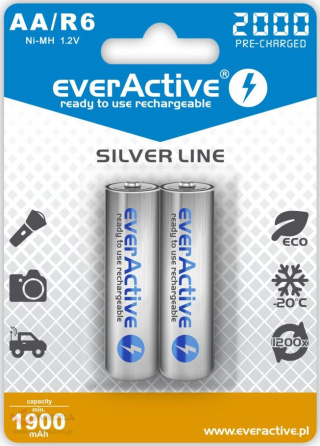 Wiederaufladbare AA / R6 everActive Ni-MH 2000 mAh gebrauchsfertige Batterien - 2 Stück