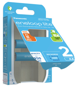 Rechargeable batteries R6 / AA Panasonic Eneloop Lite NEW 950mAh BK-3LCCE/2BE - 2 pieces (blister)