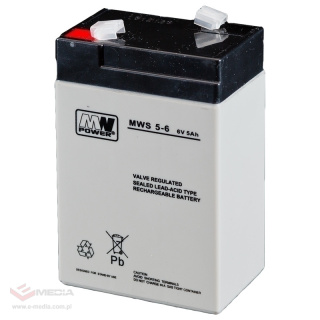 Gel battery 6V 5A MWS Pb 70x47x107mm