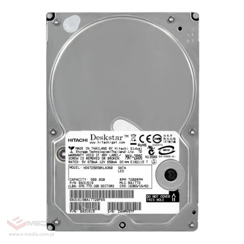 HITACHI Deskstar E7K500 500GB 7.2K 16MB SATA II 3.5''