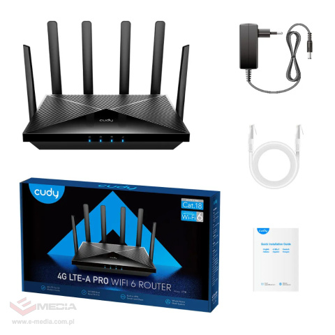 Router WiFi 6 AX1800 CAT18 SIM WAN Cudy LT18 4G LTE Agregacja 5 pasm Open WRT