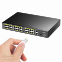 24x PoE 2x Uplink 300W Switch für 250m VLAN SFP IP Kameras FS1026PS1