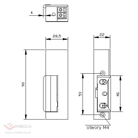 Zaczep elektromagnetyczny R-3 z blokadą lewy 12V